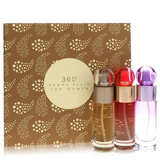 Perry Ellis 360 by Perry Ellis Gift Set -- 1 oz Perry Ellis 360 EDT Spray + 1 oz Perry Ellis 360 Coral EDP Spray + 1 oz Perry Ellis 360 Purple EDP Spray for Women