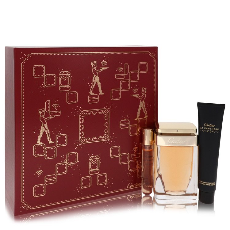 Cartier La Panthere by Cartier Gift Set -- 2.5 oz Eau De Parfum Spray + 0.33 Mini EDP Spray + 1.3 oz Hand Cream for Women