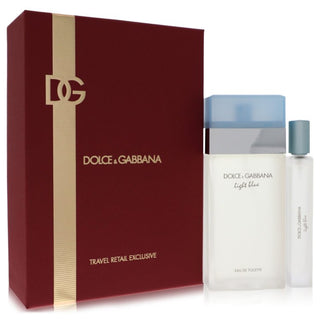 Light Blue by Dolce & Gabbana Gift Set -- 3.4 oz Eau De Toilette Spray + .33 oz EDT Spray Travel Exclusive for Women