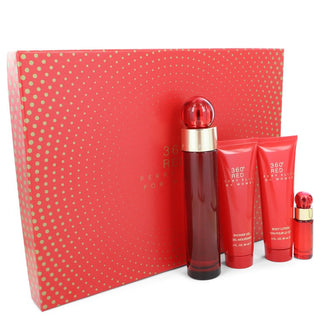 Perry Ellis 360 Red by Perry Ellis Gift Set -- 3.4 oz Eau De Parfum Spray + 3 oz Body Lotion + 3 oz Shower Gel + .25 oz Mini EDP Spray for Women - PerfumeOutlet.com