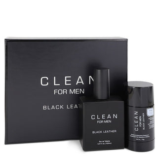 Clean Black Leather by Clean Gift Set -- 3.4 oz Eau De Toilette Spray + 2.6 oz Deodorant Stick for Men - PerfumeOutlet.com