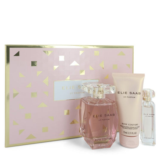 Le Parfum Elie Saab Rose Couture by Elie Saab Gift Set -- 3 oz Eau De Toilette Spray + 0.33 Mini EDT Spray + 2.5 oz Body Lotion   for Women - PerfumeOutlet.com