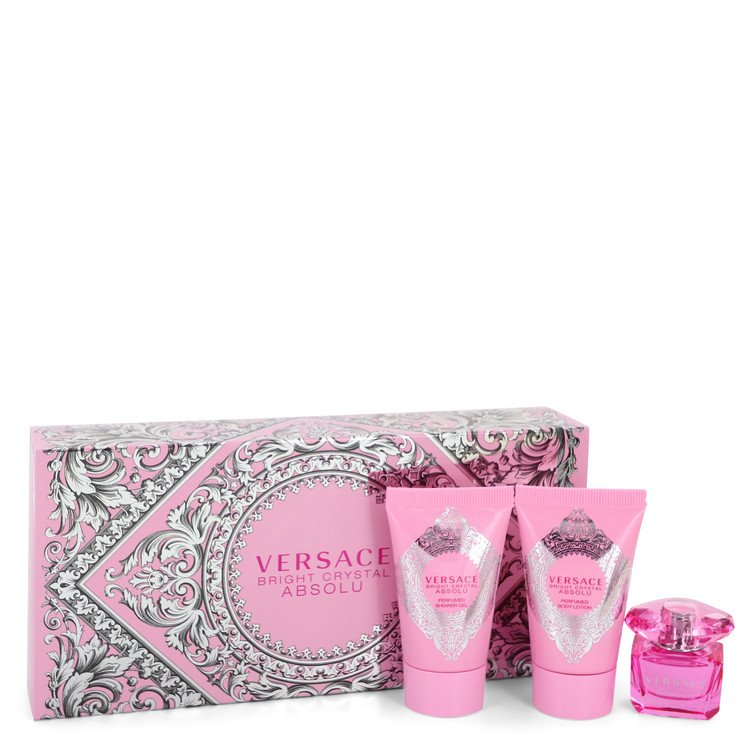 Bright Crystal Absolu by Versace Gift Set -- 0.17 oz Mini EDP + 0.8 oz Body Lotion + 0.8 oz Shower Gel for Women - PerfumeOutlet.com