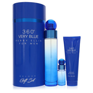 Perry Ellis 360 Very Blue by Perry Ellis Gift Set -- 3.4 oz Eau De Toilette Spray + .25 oz Mini EDT Spray + 3 oz Shower Gel for Men - PerfumeOutlet.com